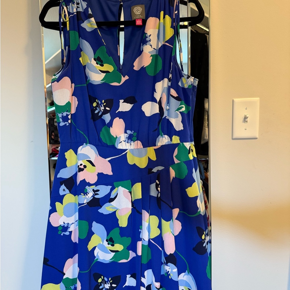Vince Camuto Blue Floral Midi Dress